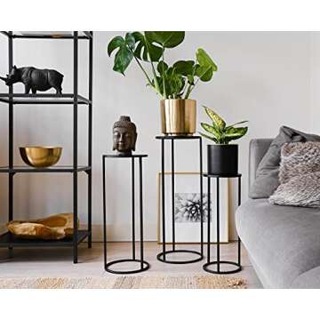 Kimisty Set of 3 Stylish Plant Stands for Indoor Outdoor Use