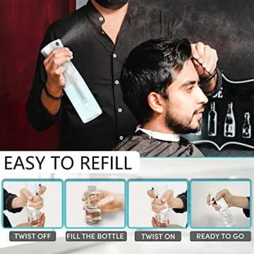 pinci Hair Spray Bottle - Ultra Fine Continuous Mister for Versatile Use