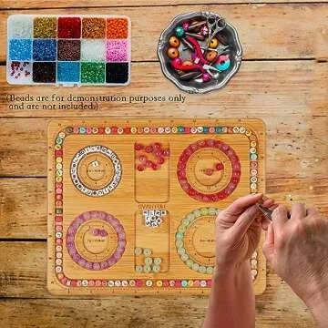 Svartur Small Bamboo Wood Beading Board for Bracelet Making 6"/ 7"/ 7.5"/ 8", Imperial Measurements Marked Bracelet Sizer Board for Jewelry Making, Anklets & Bracelet Design Board Wooden, 9.61" X 7.8"