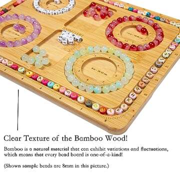 Svartur Small Bamboo Wood Beading Board for Bracelet Making 6"/ 7"/ 7.5"/ 8", Imperial Measurements Marked Bracelet Sizer Board for Jewelry Making, Anklets & Bracelet Design Board Wooden, 9.61" X 7.8"