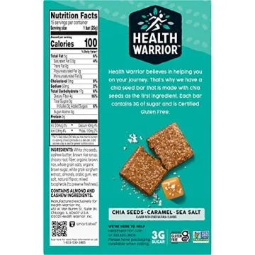 Health Warrior Chia Bars, Caramel Sea Salt , 15 Bars