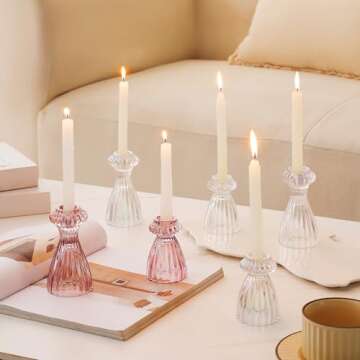 Lysenn Glass Candle Stick Holder Set of 3 – Premium Taper Candle Holders for Romantic Ambiance - C...
