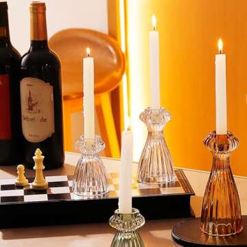 Lysenn Glass Candle Stick Holder Set of 3 for Elegance