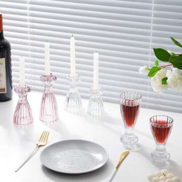 Lysenn Glass Candle Stick Holder Set of 3 for Elegance