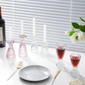 Lysenn Glass Candle Stick Holder Set of 3 for Elegance