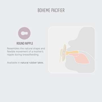 BIBS Pacifiers - Boheme Collection | BPA-Free Baby Pacifier | Made in Denmark | Set of 2 Ivory/Blossom Color Premium Soothers | Size 0-6 Months