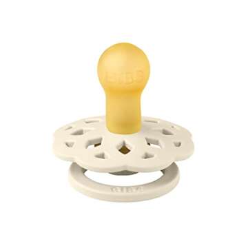 BIBS Pacifiers - Boheme Collection | BPA-Free Baby Pacifier | Made in Denmark | Set of 2 Ivory/Blossom Color Premium Soothers | Size 0-6 Months