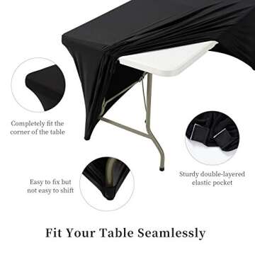 ManMengJi 4 ft Spandex Table Cover, Stretch/Fitted Tablecloth for Standard Folding Tables, Universal...