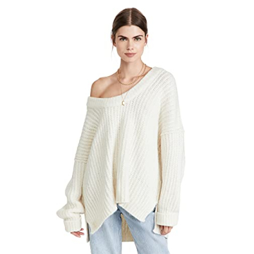 Free People Women's Blue Bell V Neck Sweater in Ivory