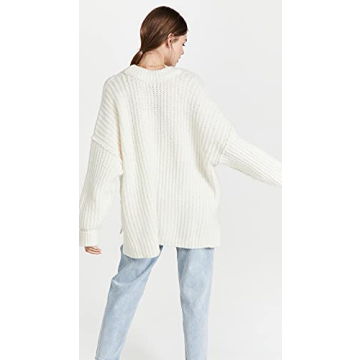 Free People Women's Blue Bell V Neck Sweater in Ivory