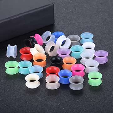 Xpircn Thin Silicone Ear Plugs - 15 Colorful Pairs for Piercing