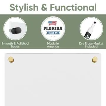 Ships Next Day, Made in USA - Acrylic Dry Erase Board | Non-Magnetic Dry Erase Board | Hanging Frameless White Board | Acrylic for Office, School and Home Walls | for Kids & Adults (Clear - 16x20)