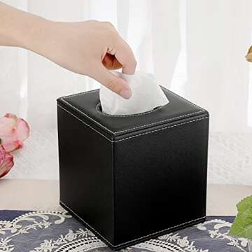 Sumnacon Square Leather Tissue Box Cover - Stylish Cube Tissue Box Holder with Magnetic Bottom, Deco...