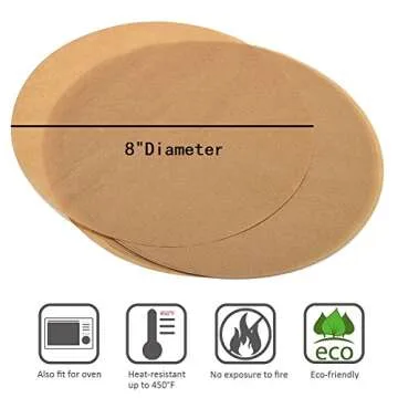 Unbleached Parchment Paper Cookie Baking Sheets,8 Inch Premium Brown Non-Stick Parchment Paper Liners for Round Cake Pans Circle, 100 Count