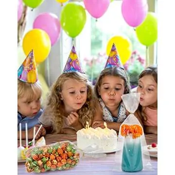 Labeol 160pcs Clear Cellophane Bags 7X14 Treat Bags with Ties Goodie Bags Clear Gift Bags for Packag...