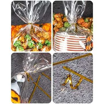 Labeol 160pcs Clear Cellophane Bags 7X14 Treat Bags with Ties Goodie Bags Clear Gift Bags for Packaging Popcorn Party Favor Cookie Candy Bakery Plastic Gift Wrap