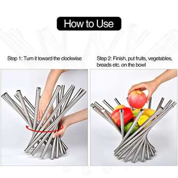 Fruit Bowl for Kitchen Counter, Large Fruit Basket Morden Fruits Holder for Table Centerpiece Decorative Fruit Bowls Stainless Steel Fruit Stand Creative Home Decor Bread Vegetable Storage Organizer