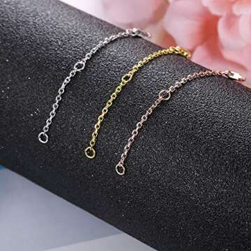MILACOLATO 3Pcs Sterling Silver Necklace Chain Extenders in Gold, Rose Gold and Silver Strong Lobste...