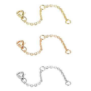 MILACOLATO 3Pcs Sterling Silver Necklace Chain Extenders in Gold, Rose Gold and Silver Strong Lobster Clasp Bracelet Anklet Necklace Extenders Set for Women Adjustable Length 2 Inches