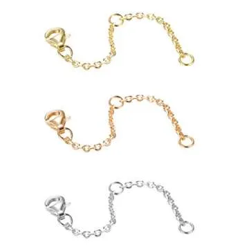 MILACOLATO 3Pcs Sterling Silver Necklace Chain Extenders in Gold, Rose Gold and Silver Strong Lobster Clasp Bracelet Anklet Necklace Extenders Set for Women Adjustable Length 2 Inches