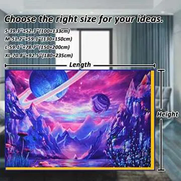 Serborlur Planet Tapestry Galaxy Space Tapestry Fantasy Mountain Wall Tapestry Aesthetic Landscape Wall Hanging for Home Decor Bedroom Living Room Dorm Decor (51.2 × 59.1 inches)