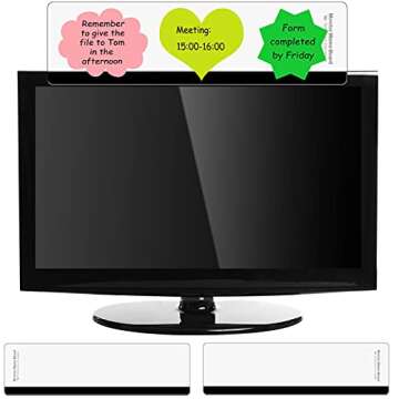 Computer Monitor Notes Monitor Message Board Screen Memo Board Monitor Memo Board Top Mount Computer Sticky Note Holder Message Memo Panel for Office, Left and Right(2 Pieces)