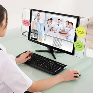 Computer Monitor Notes Monitor Message Board Screen Memo Board Monitor Memo Board Top Mount Computer Sticky Note Holder Message Memo Panel for Office, Left and Right(2 Pieces)