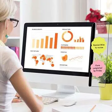 Computer Monitor Notes Monitor Message Board Screen Memo Board Monitor Memo Board Top Mount Computer Sticky Note Holder Message Memo Panel for Office, Left and Right(2 Pieces)