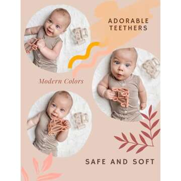 modernKIDS Silicone Baby Teething Toy for Molars | Infant Toys for Babies 6-12 Months | BPA-Free Food-Grade Silicone Car Tractor Textured Toddler Chew Toy for Babies (Rust & Cream) Rust and Cream