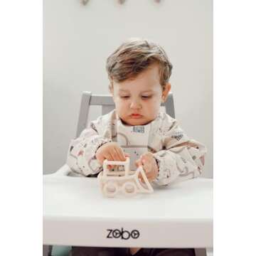 modernKIDS Silicone Baby Teething Toy for Molars | Infant Toys for Babies 6-12 Months | BPA-Free Food-Grade Silicone Car Tractor Textured Toddler Chew Toy for Babies (Rust & Cream) Rust and Cream