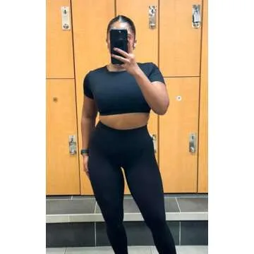Aoxjox Short Sleeve Crop Tops for Women Clarissa Hollow Back Workout Cropped T Shirt Top (Black, XX-Small)