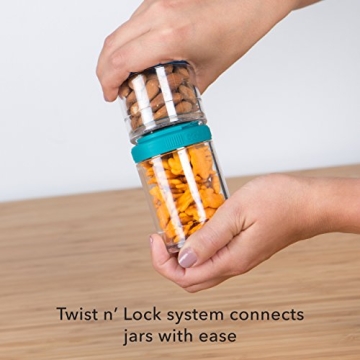 Whiskware Stackable Tritan Plastic Snack Pack, Teal, 1/4 cup, 1/2 cup, and 2/3 cup