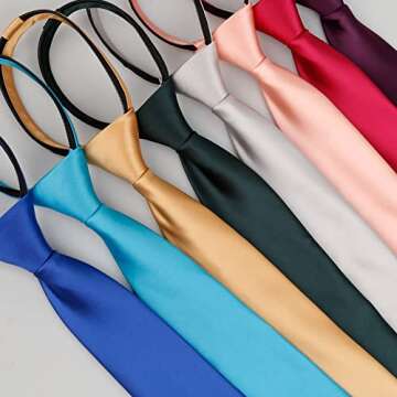 Alizeal Boys Solid Color Pre-tied 2.4'' Zipper Skinny Neckties for Age 8-12, Black