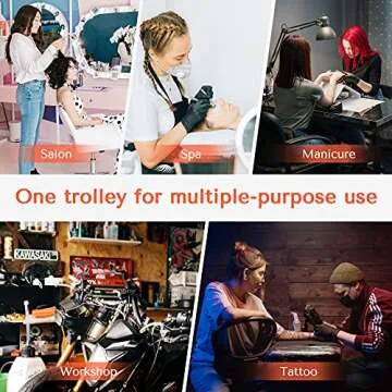 TASALON Ultimate Trolley Cart for Hair Salon Station – Space Saving Rolling Beauty Cart for Extra Storage, New upgrade Lockable 6 Trays & 2 Tray Holders– Multipurpose Tool Cart