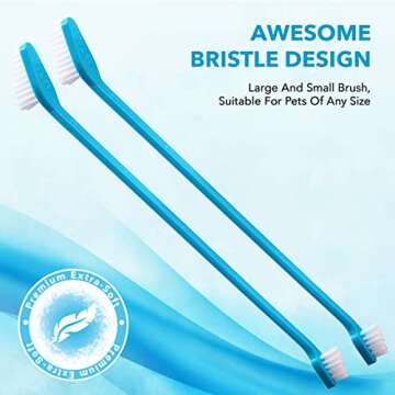 BOSHEL Dog Toothbrush Set - 8 Pack - 6 Long Handled Double-Sided Toothbrushes & 2 Dog Finger Toothbrushes - Soft Nylon Bristle Dog Brushes - Oral Care Kit Keeps Your Large & Small, Dogs & Cats Healthy