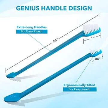 BOSHEL Dog Toothbrush Set - 8 Pack - 6 Long Handled Double-Sided Toothbrushes & 2 Dog Finger Toothbrushes - Soft Nylon Bristle Dog Brushes - Oral Care Kit Keeps Your Large & Small, Dogs & Cats Healthy