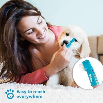 BOSHEL Dog Toothbrush Set - 8 Pack - 6 Long Handled Double-Sided Toothbrushes & 2 Dog Finger Toothbrushes - Soft Nylon Bristle Dog Brushes - Oral Care Kit Keeps Your Large & Small, Dogs & Cats Healthy