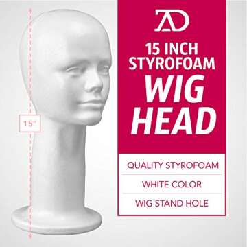 Adolfo 15" Styrofoam Head for Wigs & Hairpieces