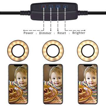 Tranesca Selfie Ring Light with Cell Phone Holder Stand for Live Stream/Makeup, LED Camera Lighting [3-Light Mode] with Flexible Arms Compatible with All Cellphone Models and Android Phones (White)