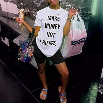 Women's 2 Piece Outfits Romper Letter Print T-Shirts Bodycon Shorts Tracksuit Set Workout Jumpsuits Clubwear Plus Size White XL