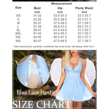 Avidlove Women Lingerie Lace Babydoll Strap Chemise Halter Teddy V Neck Mesh Nightgown Light Blue S