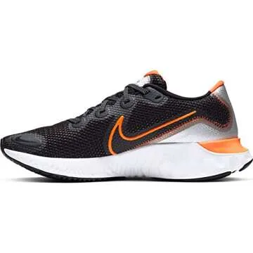 NIKE Men's Race Running Shoe, Black Total Orange Particle Gray White, Womens 10