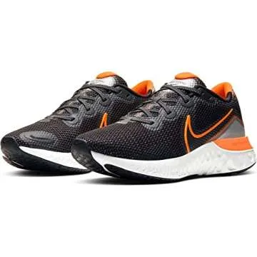 NIKE Men's Race Running Shoe, Black Total Orange Particle Gray White, Womens 10