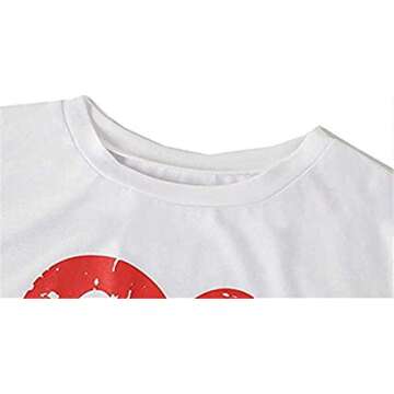 SurBepo Women Red Lip Leopard Tongue T-Shirt for Summer