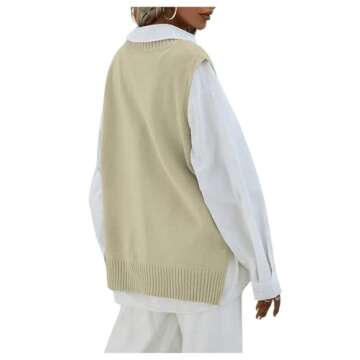 SweatyRocks Women's Sleeveless V Neck Ribbed Knit Split Pullover Sweater Vest