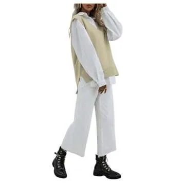 SweatyRocks Women's Sleeveless V Neck Ribbed Knit Split Pullover Sweater Vest