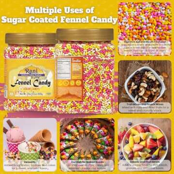 Rani Sugar Coated Fennel Candy 2lbs (32oz) 908g Bulk, PET Jar ~ Indian After Meal Digestive Treat | ...