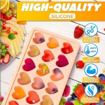 Heart Ice Cube Tray with Lid – 24 Cavity Silicone Mold for Heart-Shaped and Candy – Flexible, Heat-Resistant and Odorless Ice Cube Molds for Cocktails