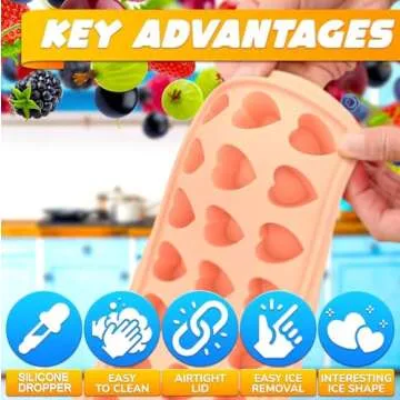 Heart Ice Cube Tray with Lid – 24 Cavity Silicone Mold for Heart-Shaped and Candy – Flexible, Heat-Resistant and Odorless Ice Cube Molds for Cocktails