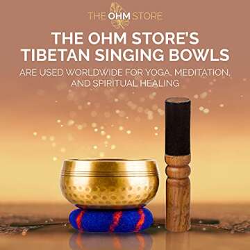 Tibetan Singing Bowl Set by The Ohm Store with 'Medicine Buddha' Engraving — Meditation Sound Bowl and Wooden Striker Handcrafted in Nepal — Spiritual Gift for Women and Men